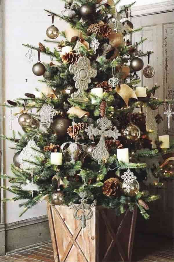 Rustic Charm Christmas Tree Decoration Ideas