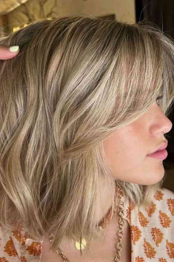 Layered Lob with Curtain Bangs