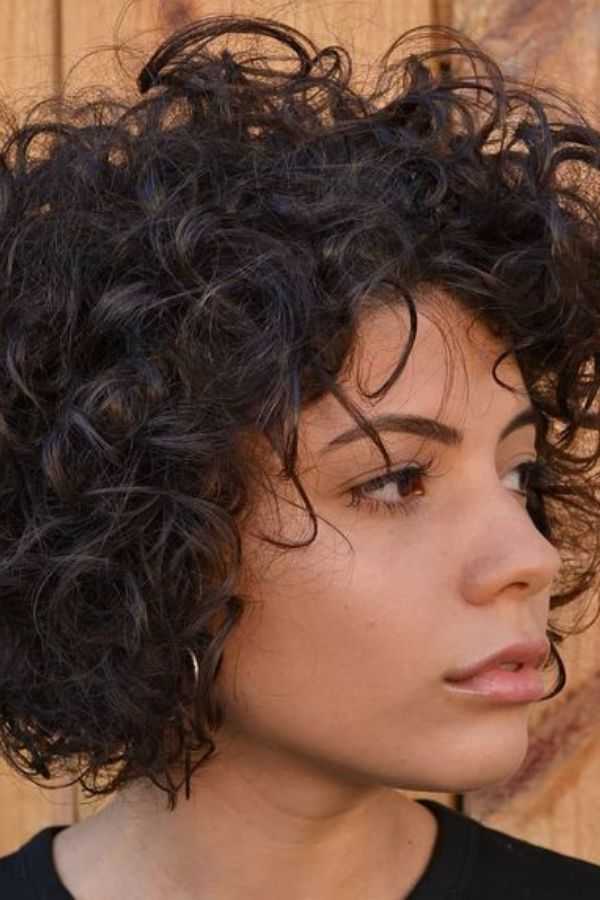 Chin-Length Curly Layered Bob