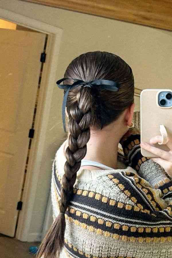 Braided Ponytail with Ribbon