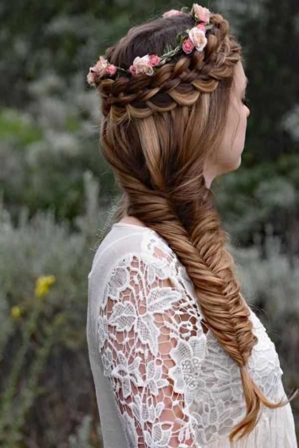 Intricate Braid Crown with Flowers