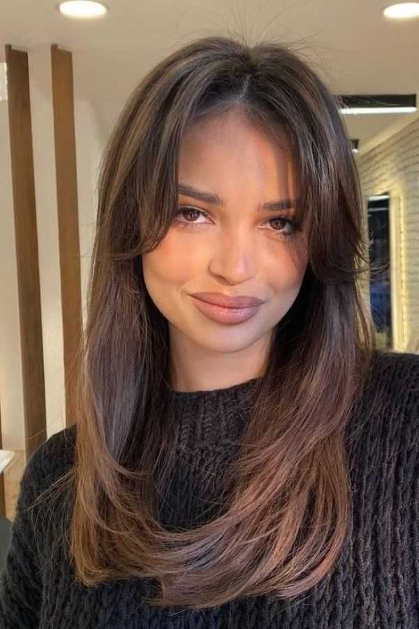 Straight Hair with Curtain Bangs
