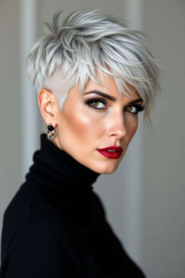 Icy Blonde Pixie Cut