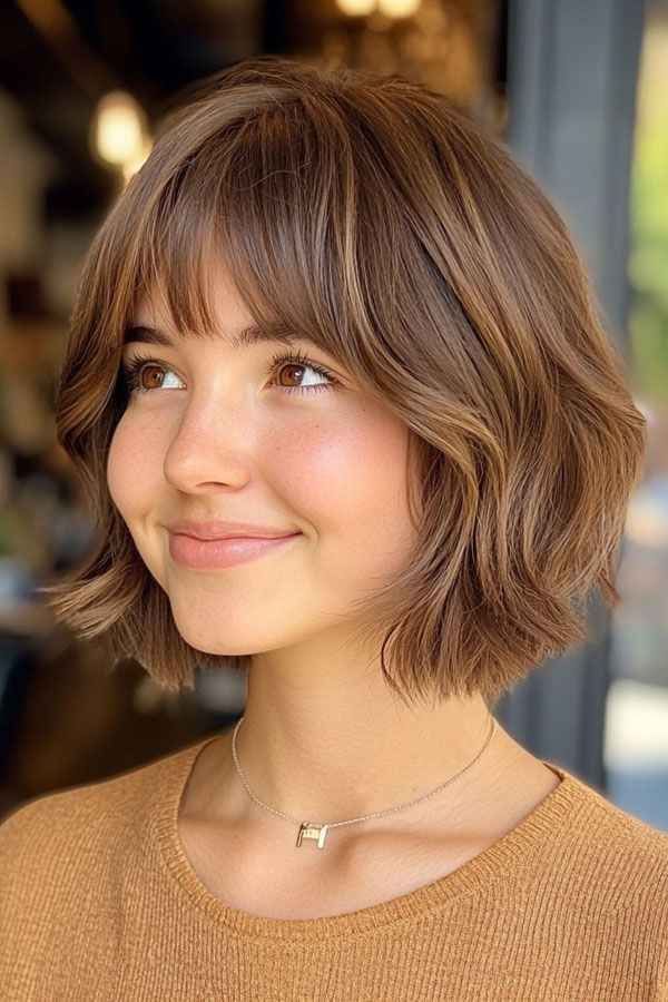 Layered Short Bob with Fringed Bangs