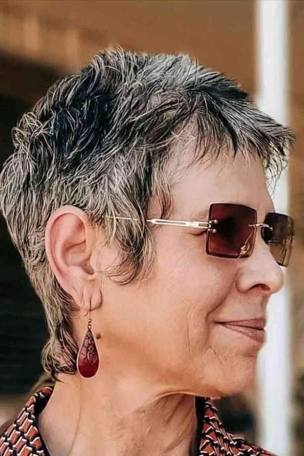 Salt-and-Pepper Shaggy Pixie