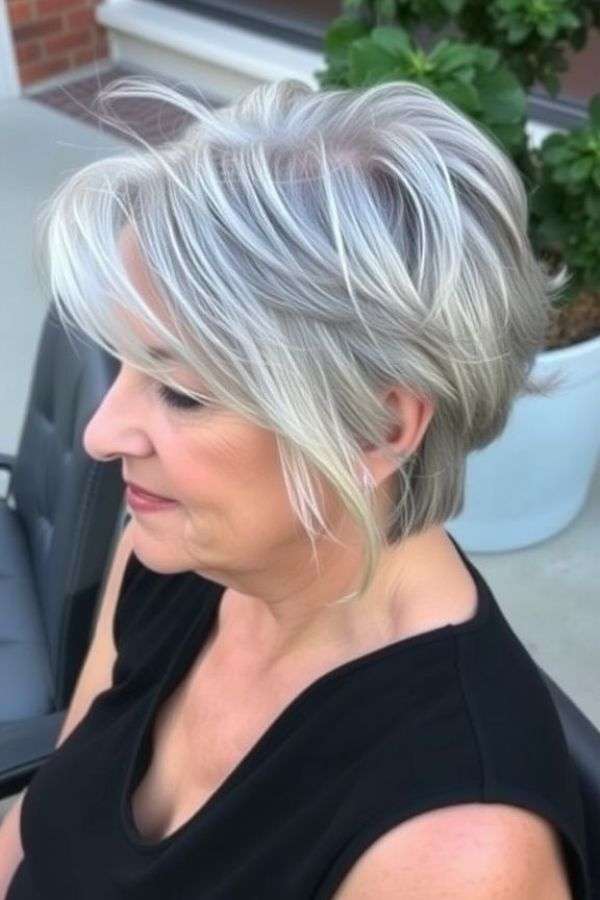 Silver Pixie with Textured Ends