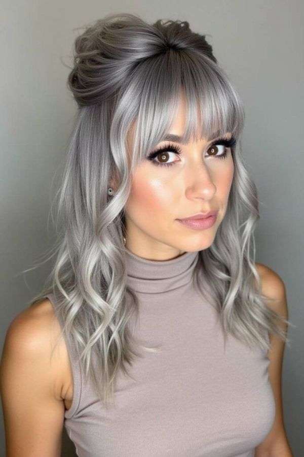 Wispy Bangs with Ash Blonde Balayage