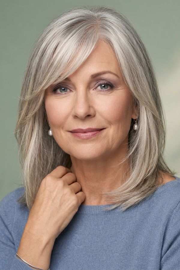 Grey-Blonde-Hair-With-Side-Swept-Bangs-women-over-50
