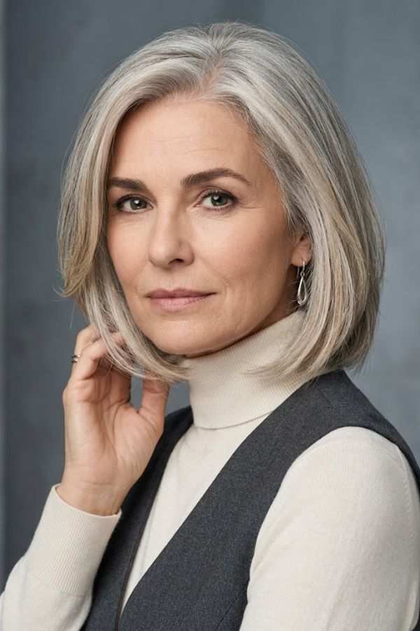 Sophisticated-Grey-Blonde-Bob-With-Layers-women-over-50
