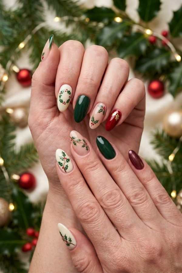 christmas-holly-nail-art