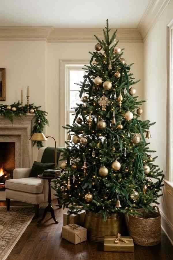 Forest Green and Gold Christmas Tree