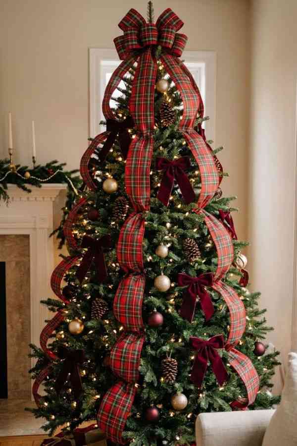 Oversized Plaid Ribbon Christmas Tree