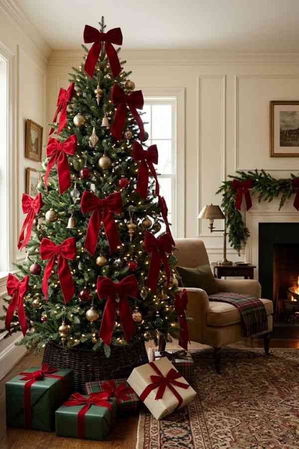 Red Velvet Bow Christmas Tree